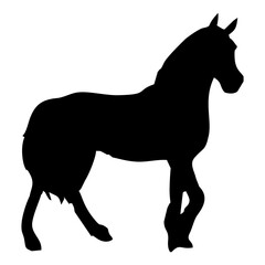 silhouette of a standing horse in black