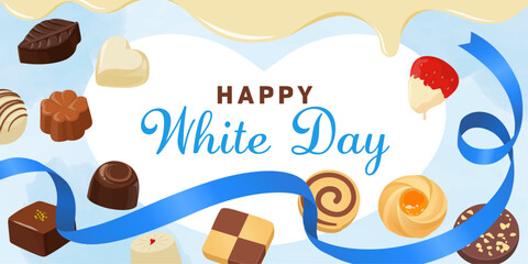 ホワイトデーバナー素材（2：1）_ベクターイラスト