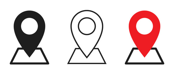 Simple icons representing locations and map pins