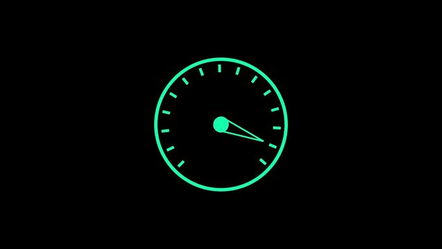 Colorful speedometer icon animated on a black background.