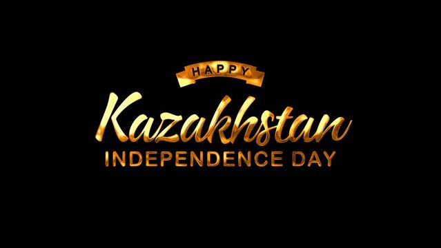 Happy Kazakhstan Independence Day Text Animation on Gold Color. Great for Kazakhstan Independence Day Celebrations, for banner, social media feed wallpaper stories