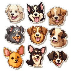 Collection of dog sticker illustrations, AI generated Image