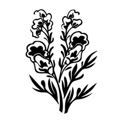 snapdragon flower botanical illustration, Meadow plant vector illustration, Generative AI.
