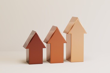 Mininal 3D growth bar chart. 3d rendering