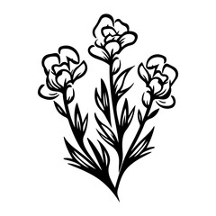 snapdragon flower botanical illustration, Meadow plant vector illustration, Generative AI.