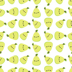 seamless pattern with cute happy pears