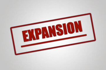 Expansion. A red stamp illustration isolated on light grey background.