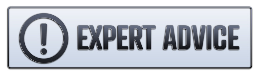 Expert Advice symbol. A grey banner with words Expert Advice. Isolated on white background.