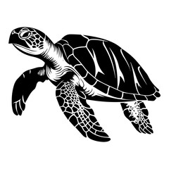 Turtle marine animal icon. Sea turtle silhouette. vector illustration
