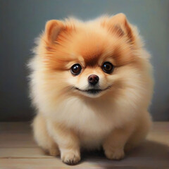 Obraz premium Pomeranian Spitz dog cute lovely pose smiling fluffy Pomerania spitz with rounded face, very happy