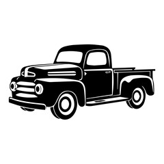 Vintage Truck silhouette, Old classic truck illustration, Generative AI.