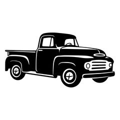 Vintage Truck silhouette, Old classic truck illustration, Generative AI.
