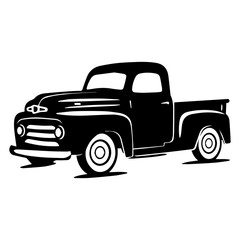 Vintage Truck silhouette, Old classic truck illustration, Generative AI.