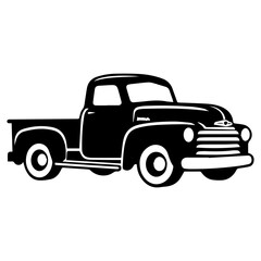 Vintage Truck silhouette, Old classic truck illustration, Generative AI.