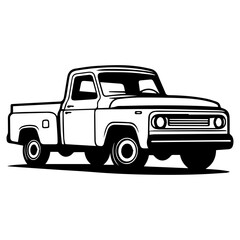 Vintage Truck silhouette, Old classic truck illustration, Generative AI.