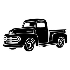 Vintage Truck silhouette, Old classic truck illustration, Generative AI.