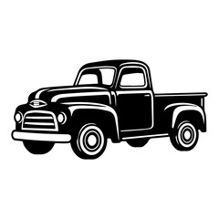 Vintage Truck silhouette, Old classic truck illustration, Generative AI.