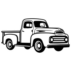 Vintage Truck silhouette, Old classic truck illustration, Generative AI.