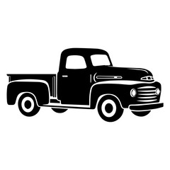 Vintage Truck silhouette, Old classic truck illustration, Generative AI.