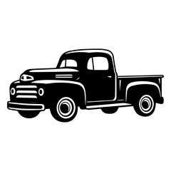 Vintage Truck silhouette, Old classic truck illustration, Generative AI.