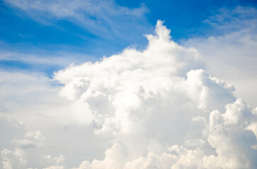 Naklejka na ściany i meble Surreal cloud podium outdoor on summer blue sky background