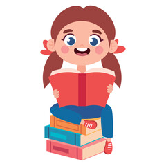 girl with book sitting
