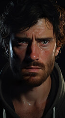 Fototapeta premium The man who is very sad because his father died of a serious illness. He had to live alone.