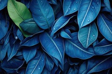 background leaves blue tropical Fresh Wet leaf texture close water plant nature dripped droplet macro dew grass garden foliage natural up pattern closeup bright