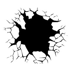 Cracked Wall Bullet Broken Hole, Generative AI.