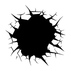 Cracked Wall Bullet Broken Hole, Generative AI.