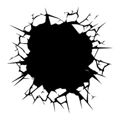 Cracked Wall Bullet Broken Hole, Generative AI.