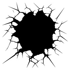 Cracked Wall Bullet Broken Hole, Generative AI.