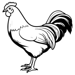 chicken full body, Chicken black icon on white background, Rooster silhouette, Generative AI.
