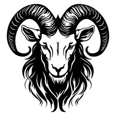 Capricorn head zodiac sign, goat illustration tattoos, Generative AI.