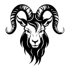Capricorn head zodiac sign, goat illustration tattoos, Generative AI.