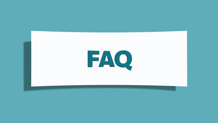 Fototapeta na wymiar FAQ symbol. A card in light green with word FAQ. Isolated on white background.