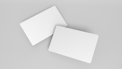 3D rendered Business card mock up with front and back. Empty mockup for Presentation on isolated Light Grey background