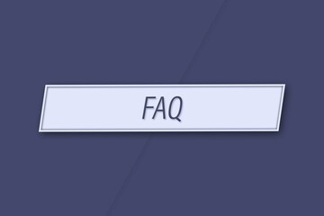 FAQ. A banner illustration with blue text, isolated on a blue background.