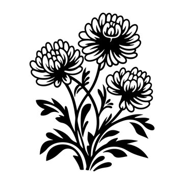 recommend clip art: Aster florals hand drawn sketch, Generative AI.	