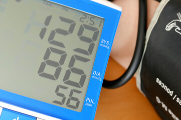 Close up blood pressure displayed on monitor