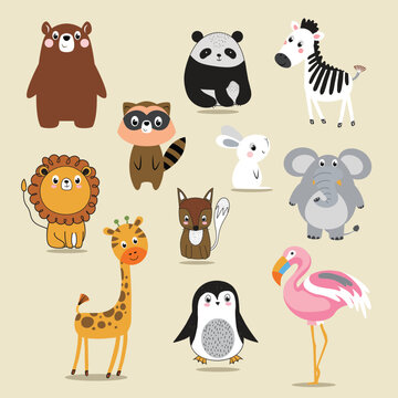 icon set animals vector illustration