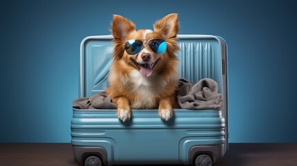 Excited dog ready for vacation
