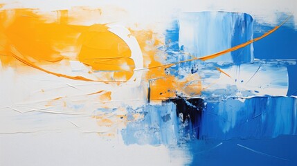 abstract painting with yellow blue and white colors