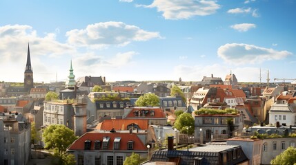 Naklejka na ściany i meble City of Gothenburg rooftops panoramic view 