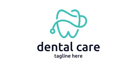 logo design combination of dental shape with stethoscope, dental care logo.