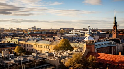Fototapeta na wymiar City of Gothenburg rooftops panoramic view 
