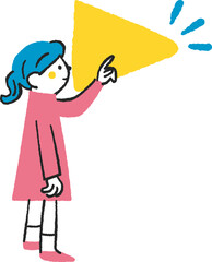 再生ボタンを押す小学生くらいの子供　イラスト素材	
