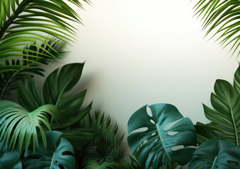 Interior plants — Monstera leaves and tropical foliage, with a botanical theme, sunlight flowing through leaves, isolated on a white background — HD image, perfect for graphic design projects and work