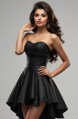 portrait of a beautiful woman in black dress