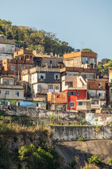 Fototapeta na wymiar houses on Cantagalo Hill in Rio de Janeiro.